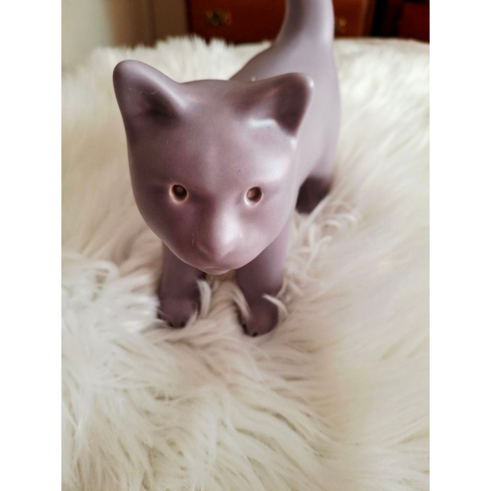 Venice Clay Lavender Cat Sculpture Artisan pottery vintage signed collectible - Picture 5 of 7